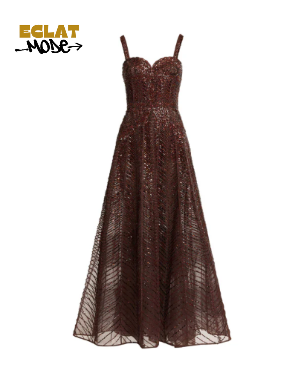 Bordeaux Radiance Sequin Mesh Gown