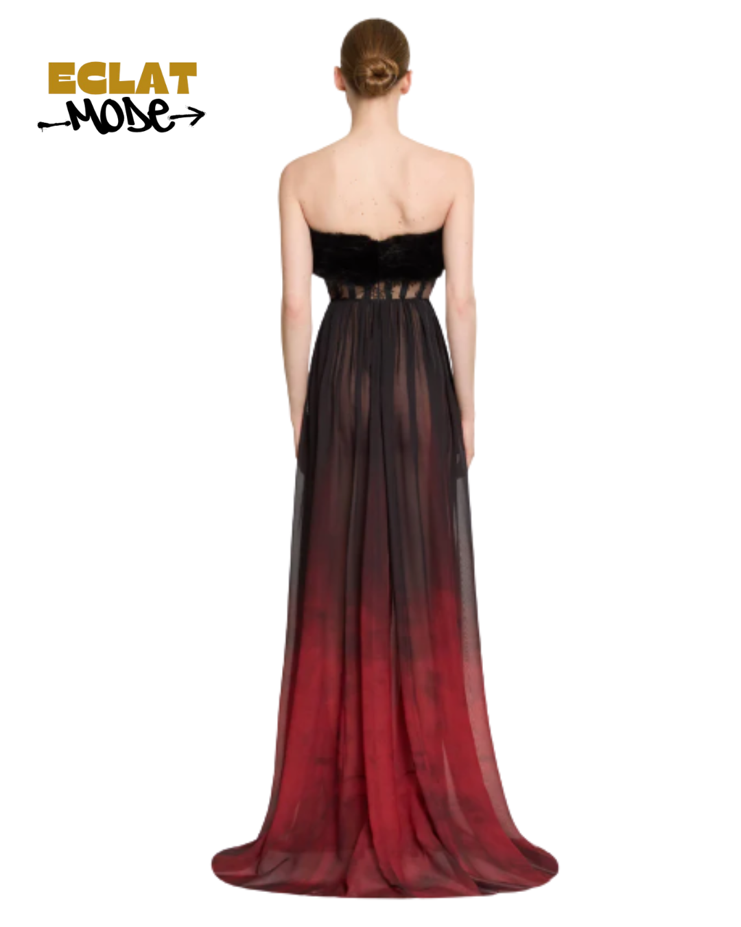 Noir Rouge Ombre Lace Corset Gown