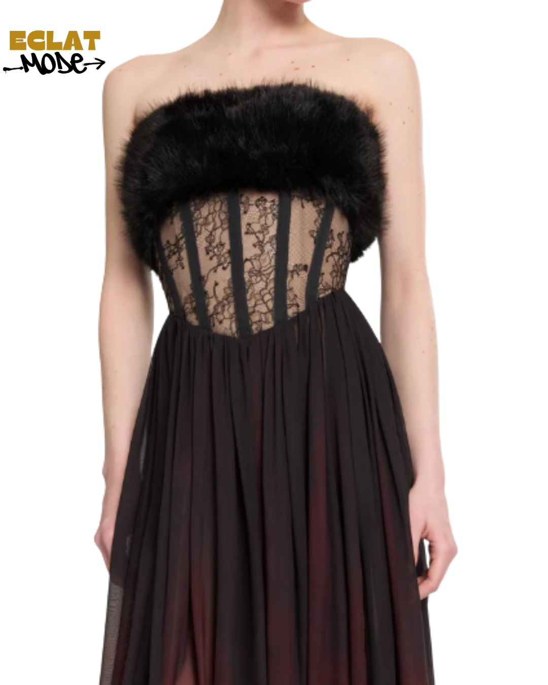 Noir Rouge Ombre Lace Corset Gown