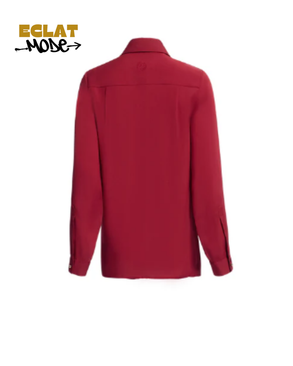 Crimson Poise Long Tie Silk Blouse