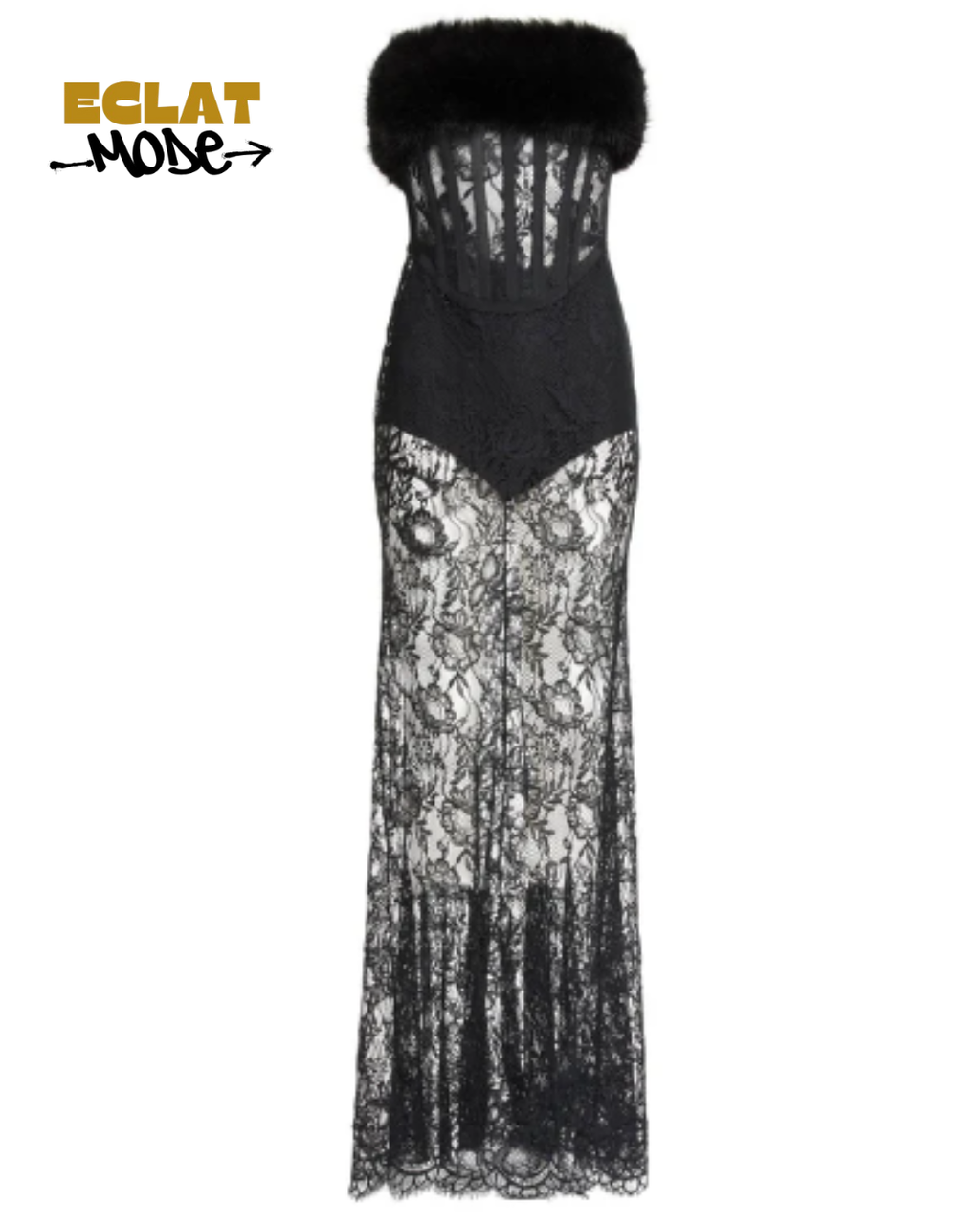 Midnight Allure Black Lace Corset Gown