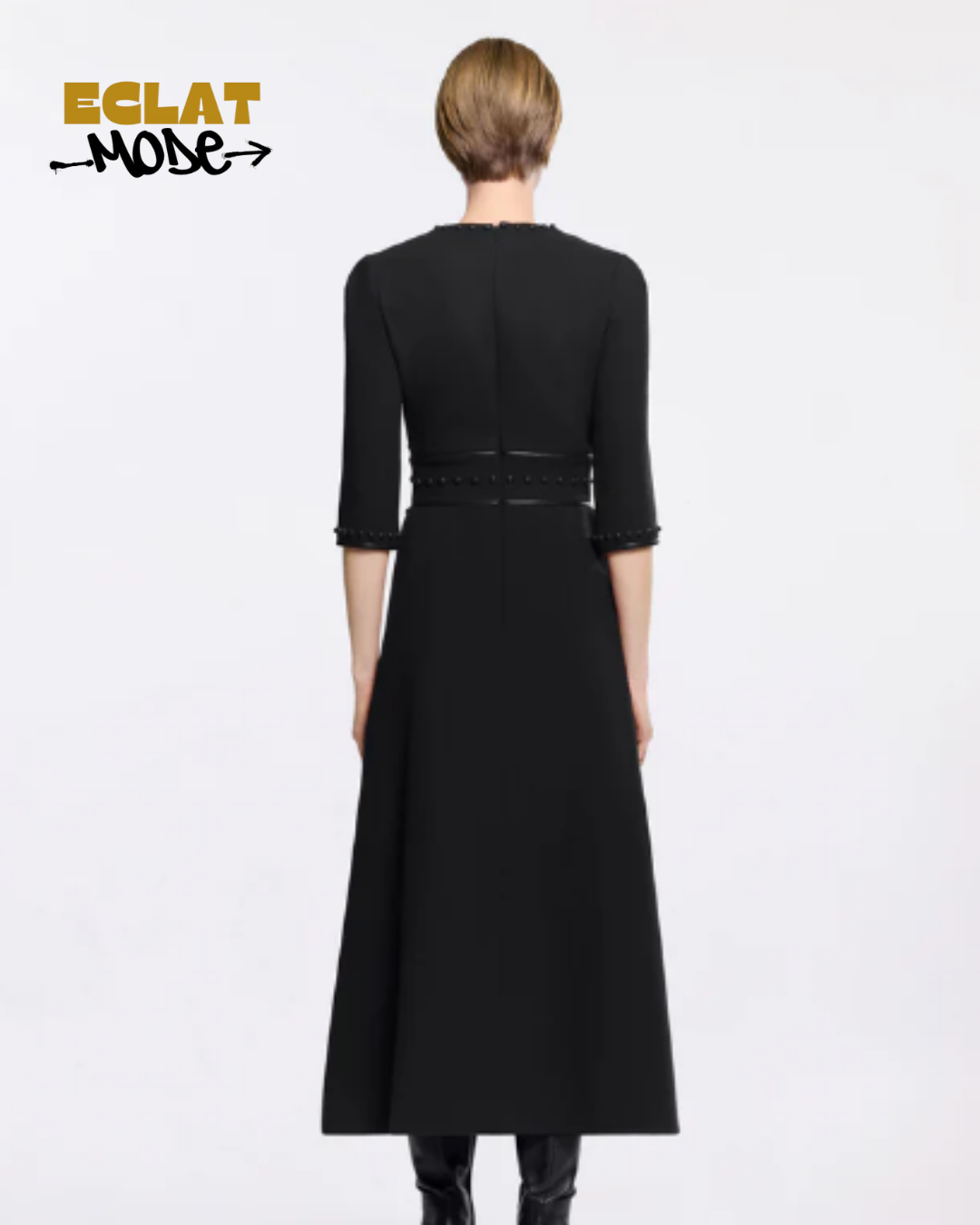 The Noir Grace Embellished Midi Dress