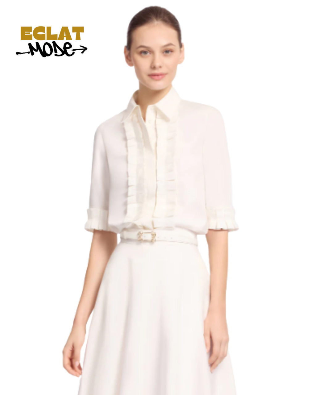 Ivory Grace Ruffle-Trim Blouse