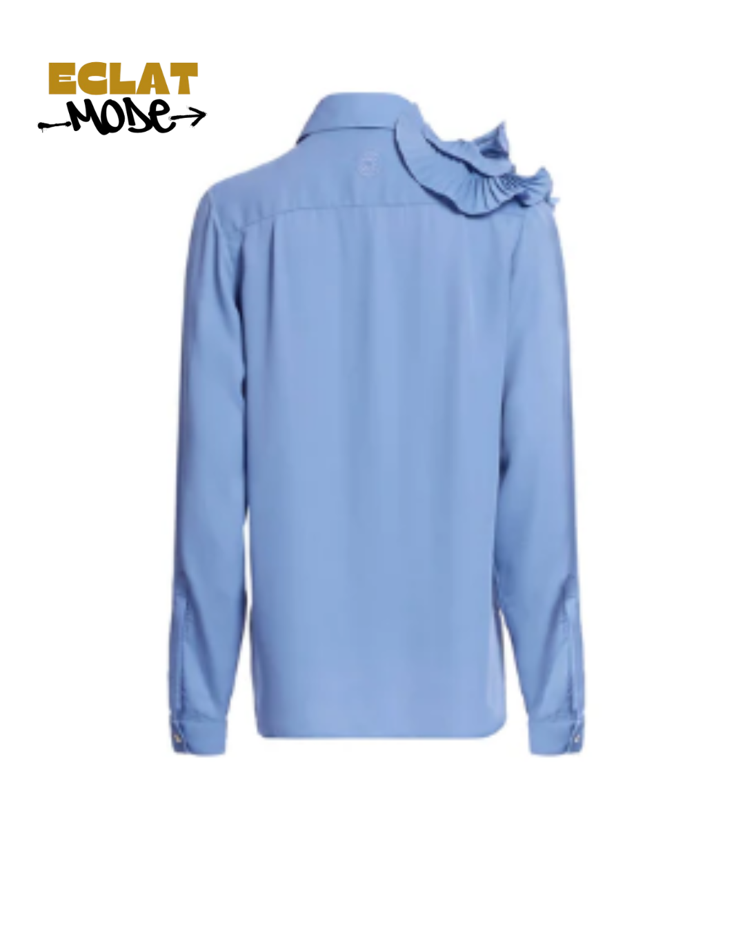 Azure Bloom Pleated Ruffle Blouse