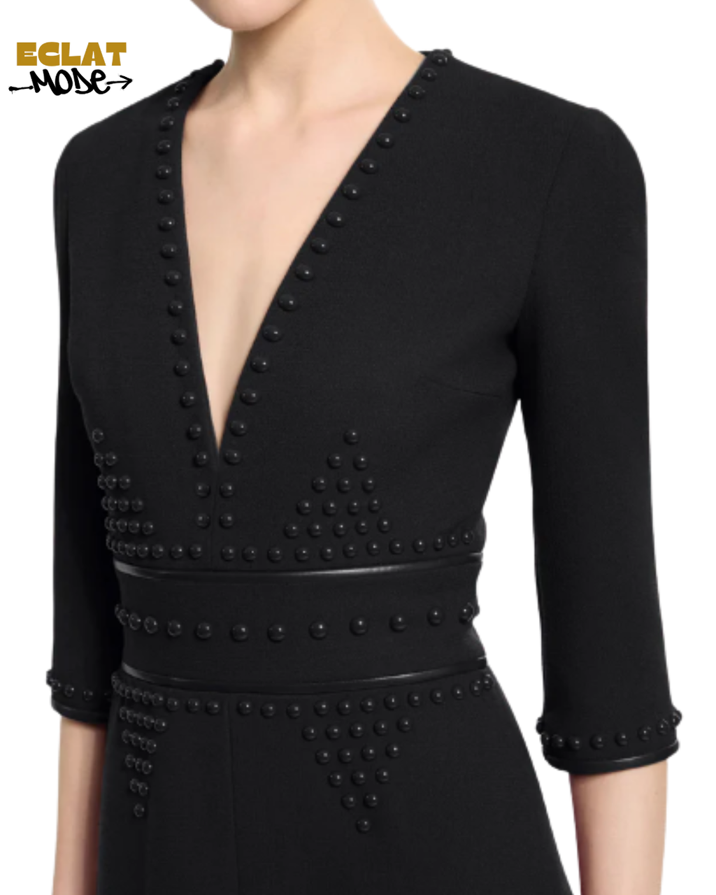 The Noir Grace Embellished Midi Dress