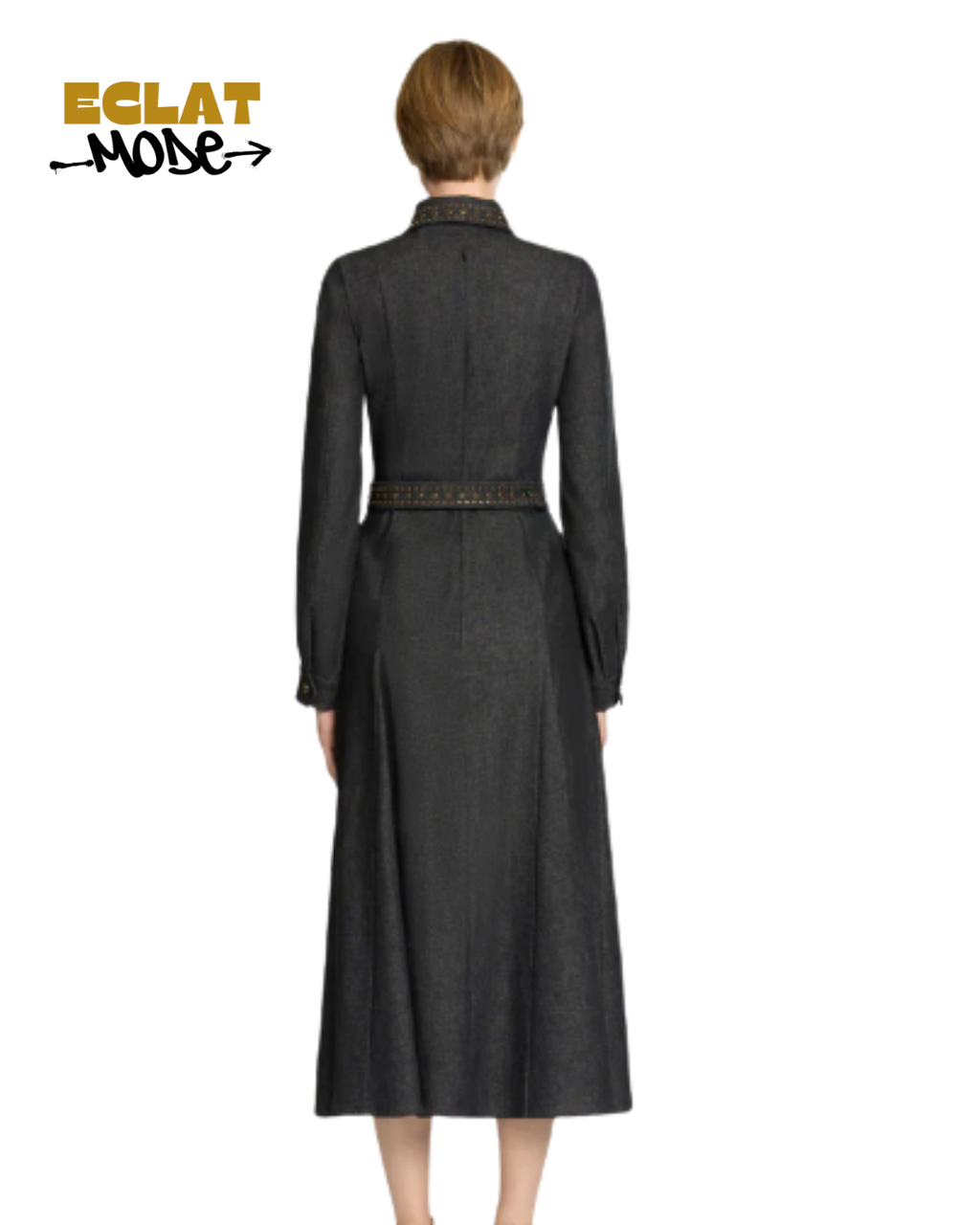 Charcoal Luxe Belted Midi Dress