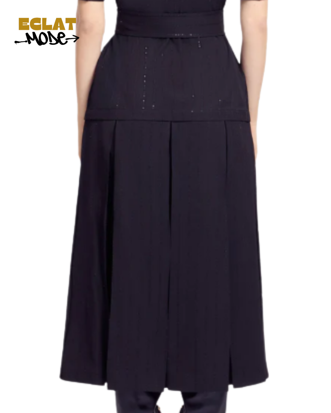 Noir Pleated Elegance Midi Skirt
