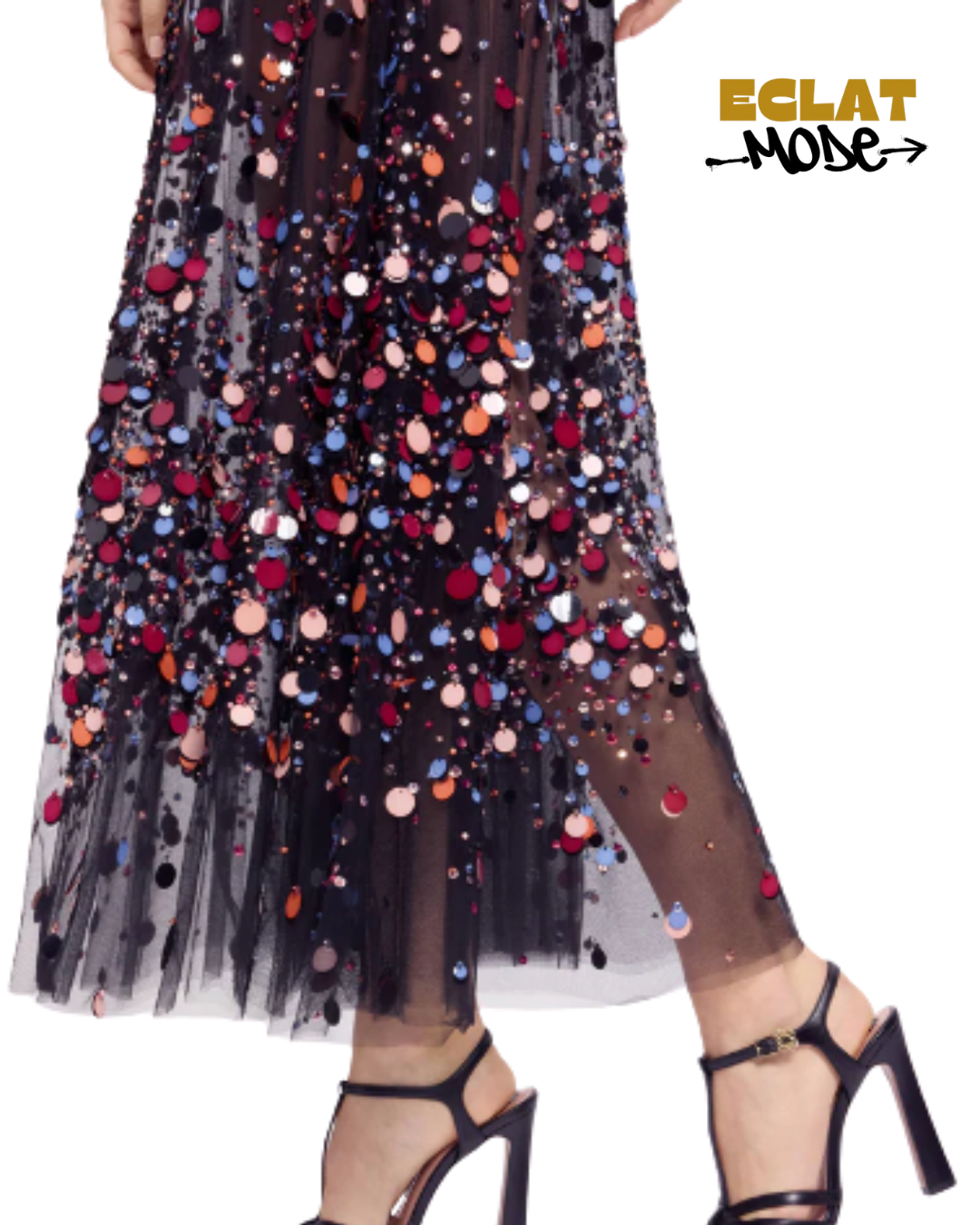 Midnight Radiance Embellished Tulle Skirt
