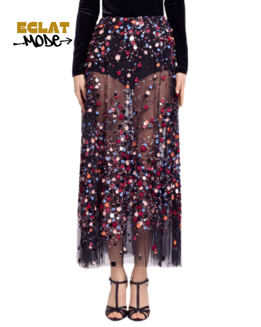 Midnight Radiance Embellished Tulle Skirt