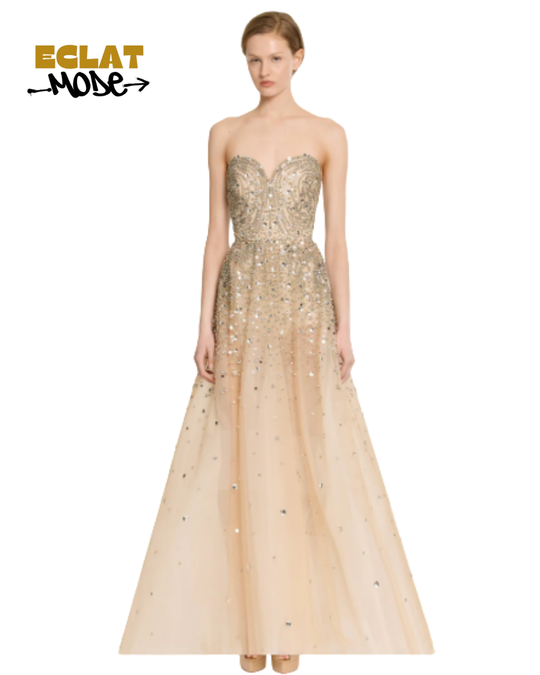 Champagne Radiance Embellished Gown