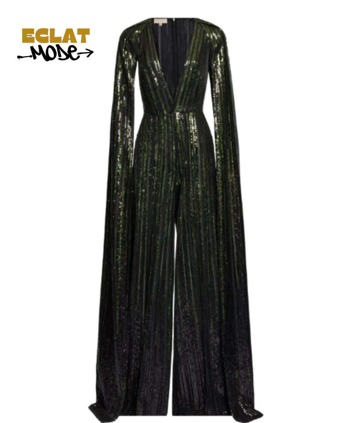 Midnight Enchanté Sequin Cape Gown